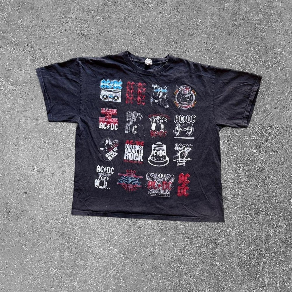 AC/DC Graphic Band T Shirt Mens XL Black 2010 Multi Album Art Rock Tee